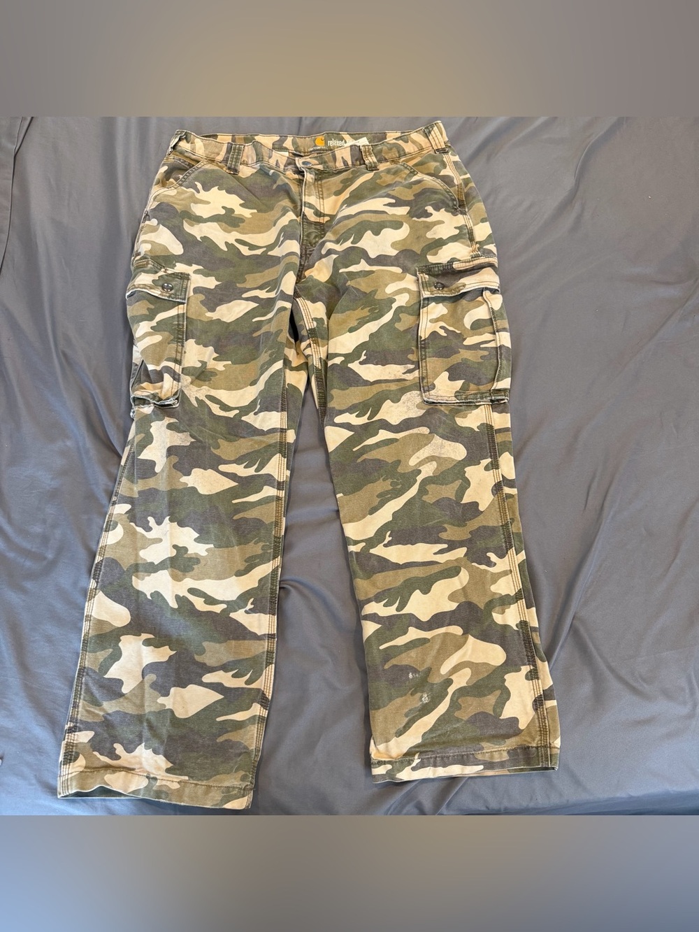 Carhartt Men's Camouflage Cargo Pants Relaxed Fit Y2K Zip 38x30 Workwear Camo